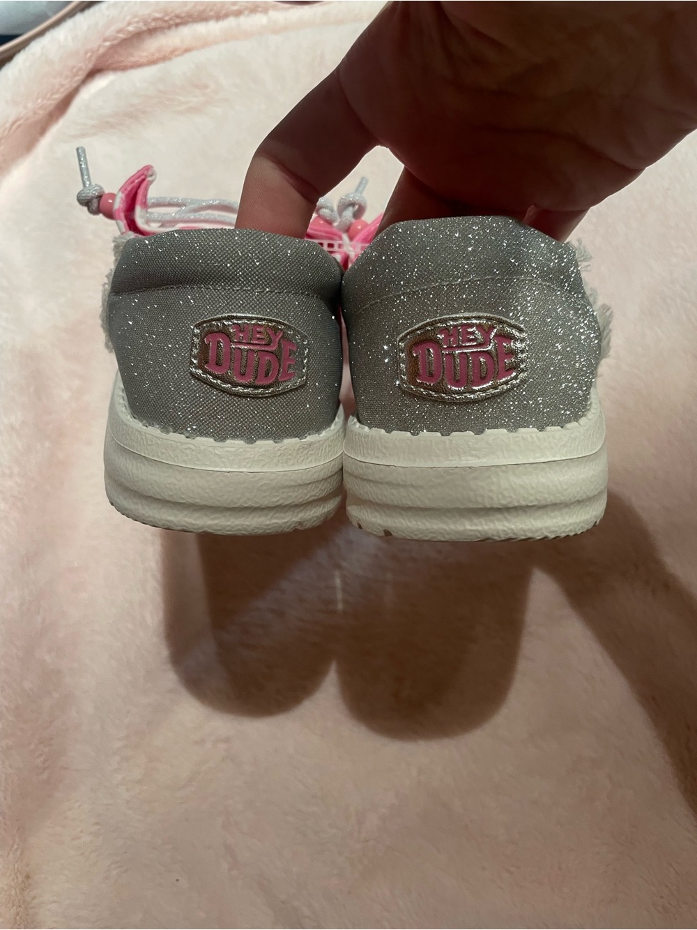 NWT Hey Dude Pink Cow Print with Silver Glitter Slip On Loafers - Picture 4 of 7